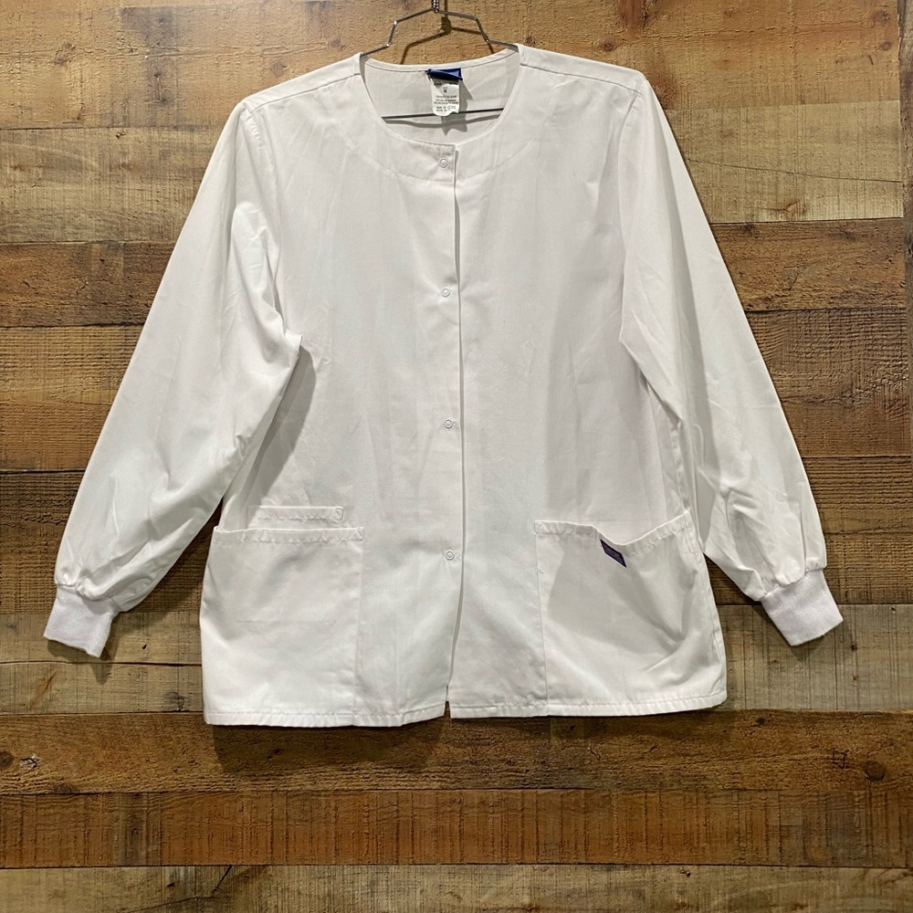 New Without Tags Cherokee White Snap-Front Scrub Jacket Size Medium